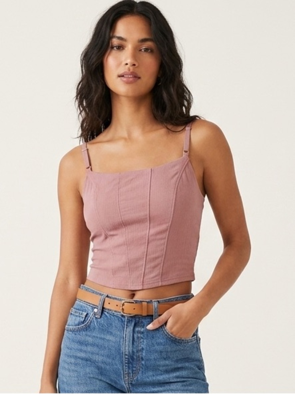 NWT Free People Intimately “Back on Track” Cami Corset Tank Top XS Strawberry